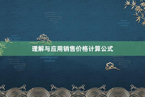 理解与应用销售价格计算公式